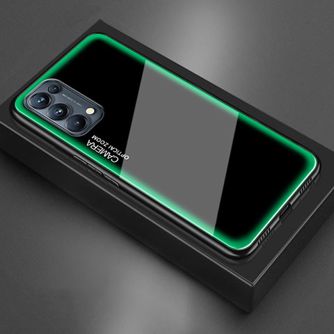 Coque Rebord Contour Silicone et Vitre Miroir Housse Etui M01 pour Oppo Reno5 5G Vert