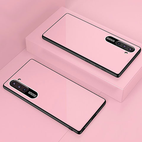 Coque Rebord Contour Silicone et Vitre Miroir Housse Etui M01 pour Samsung Galaxy Note 10 5G Or Rose