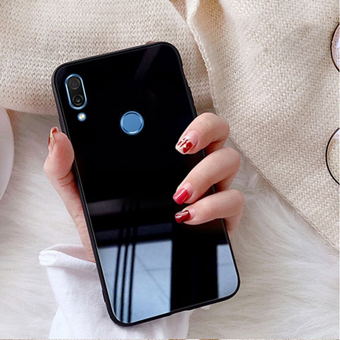 Coque Rebord Contour Silicone et Vitre Miroir Housse Etui M02 pour Huawei Nova 3e Noir