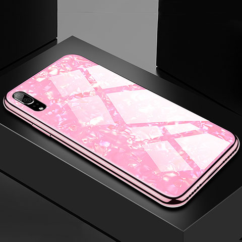 Coque Rebord Contour Silicone et Vitre Miroir Housse Etui M02 pour Huawei P20 Rose