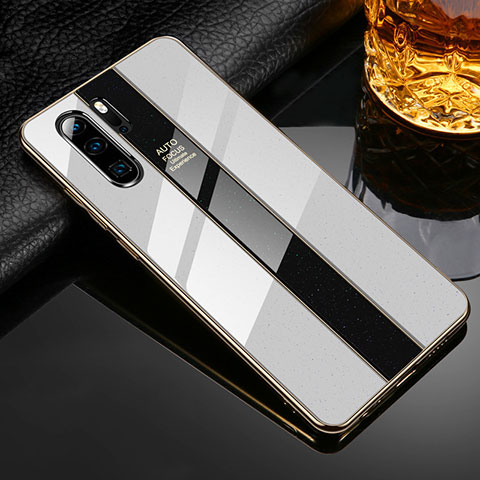 Coque Rebord Contour Silicone et Vitre Miroir Housse Etui M02 pour Huawei P30 Pro New Edition Blanc