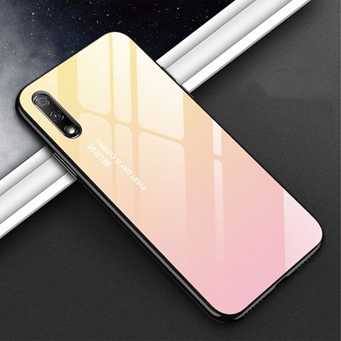 Coque Rebord Contour Silicone et Vitre Miroir Housse Etui M02 pour Huawei Y9 Prime (2019) Rose