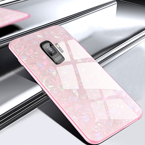 Coque Rebord Contour Silicone et Vitre Miroir Housse Etui M02 pour Samsung Galaxy S9 Or Rose