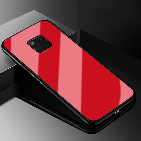 Coque Rebord Contour Silicone et Vitre Miroir Housse Etui M03 pour Huawei Mate 20 Pro Rouge