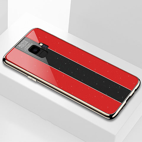 Coque Rebord Contour Silicone et Vitre Miroir Housse Etui M03 pour Samsung Galaxy S9 Rouge