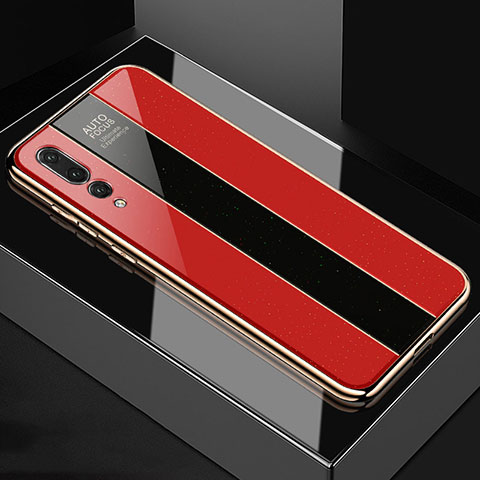 Coque Rebord Contour Silicone et Vitre Miroir Housse Etui M04 pour Huawei P20 Pro Rouge