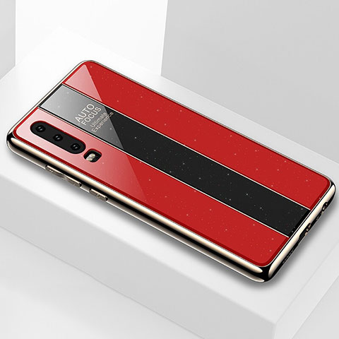 Coque Rebord Contour Silicone et Vitre Miroir Housse Etui M04 pour Huawei P30 Rouge