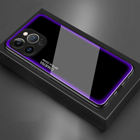 Coque Rebord Contour Silicone et Vitre Miroir Housse Etui pour Apple iPhone 13 Pro Violet