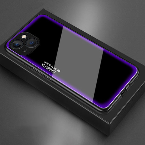 Coque Rebord Contour Silicone et Vitre Miroir Housse Etui pour Apple iPhone 15 Violet