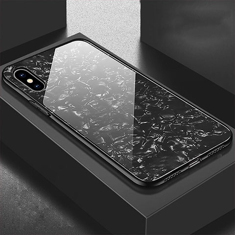 Coque Rebord Contour Silicone et Vitre Miroir Housse Etui pour Apple iPhone X Noir