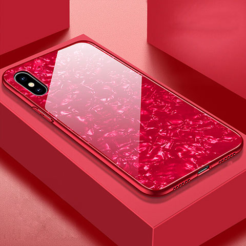 Coque Rebord Contour Silicone et Vitre Miroir Housse Etui pour Apple iPhone X Rouge