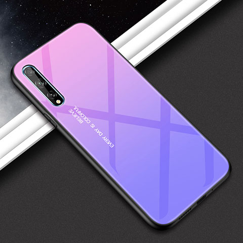 Coque Rebord Contour Silicone et Vitre Miroir Housse Etui pour Huawei Enjoy 10S Violet