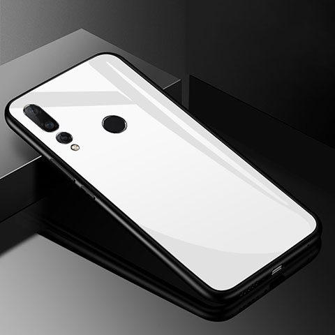 Coque Rebord Contour Silicone et Vitre Miroir Housse Etui pour Huawei Nova 4 Blanc