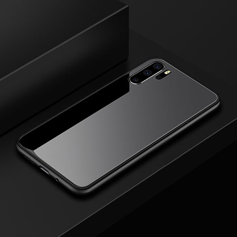 Coque Rebord Contour Silicone et Vitre Miroir Housse Etui pour Huawei P30 Pro Noir