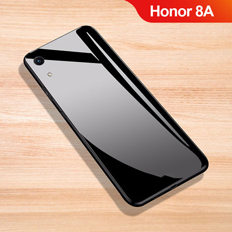 Coque Rebord Contour Silicone et Vitre Miroir Housse Etui pour Huawei Y6 Prime (2019) Noir