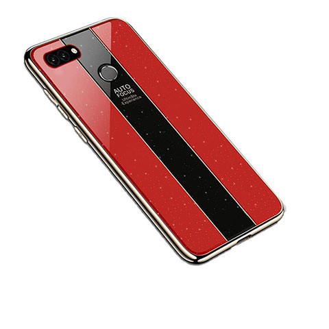 Coque Rebord Contour Silicone et Vitre Miroir Housse Etui pour Huawei Y9 (2018) Rouge