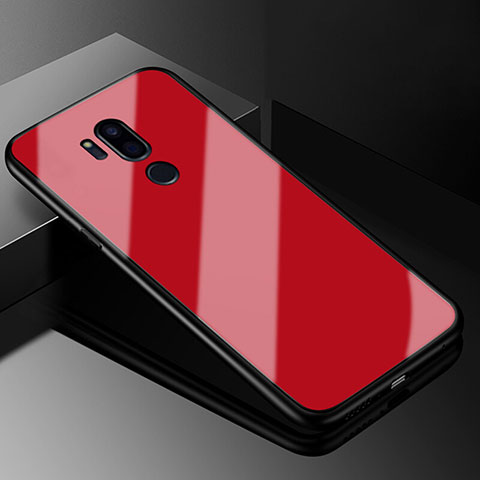 Coque Rebord Contour Silicone et Vitre Miroir Housse Etui pour LG G7 Rouge