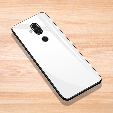 Coque Rebord Contour Silicone et Vitre Miroir Housse Etui pour Nokia X7 Blanc