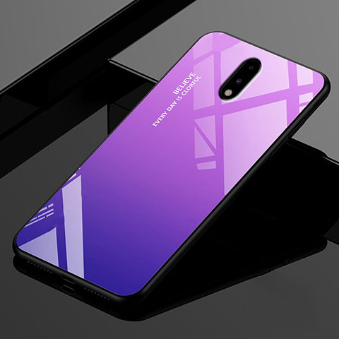 Coque Rebord Contour Silicone et Vitre Miroir Housse Etui pour OnePlus 7 Violet