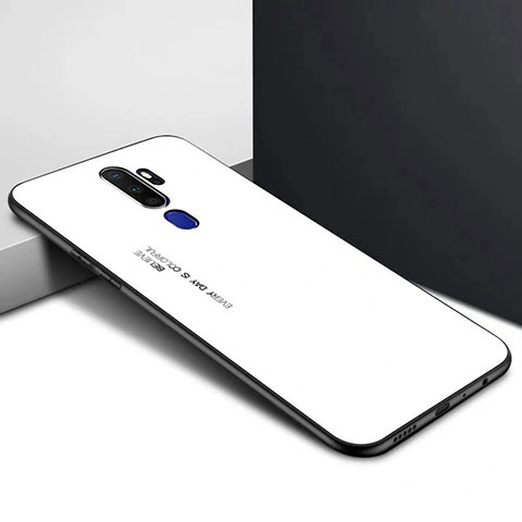 Coque Rebord Contour Silicone et Vitre Miroir Housse Etui pour Oppo A11 Blanc