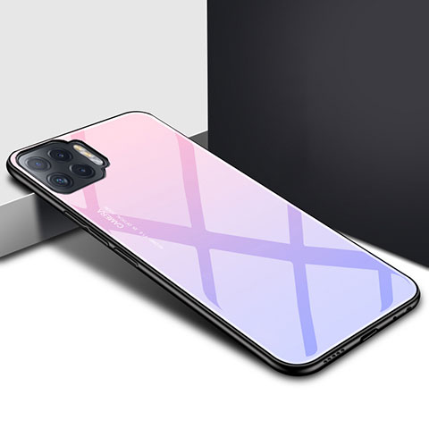 Coque Rebord Contour Silicone et Vitre Miroir Housse Etui pour Oppo F17 Pro Violet Clair