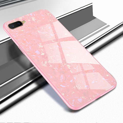 Coque Rebord Contour Silicone et Vitre Miroir Housse Etui pour Oppo R15X Or Rose