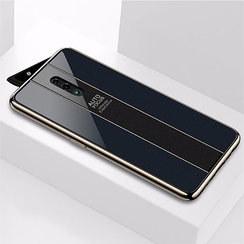 Coque Rebord Contour Silicone et Vitre Miroir Housse Etui pour Oppo Reno Noir