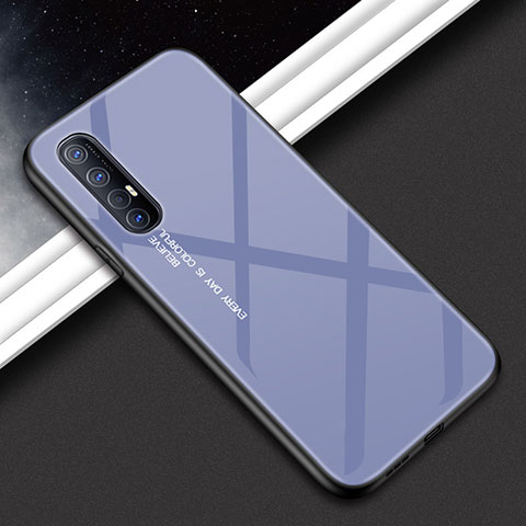 Coque Rebord Contour Silicone et Vitre Miroir Housse Etui pour Oppo Reno3 Pro Gris