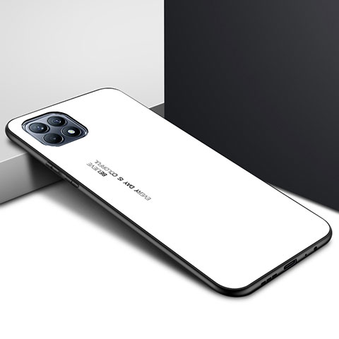 Coque Rebord Contour Silicone et Vitre Miroir Housse Etui pour Oppo Reno4 SE 5G Blanc