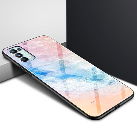 Coque Rebord Contour Silicone et Vitre Miroir Housse Etui pour Oppo Reno5 Pro 5G Colorful