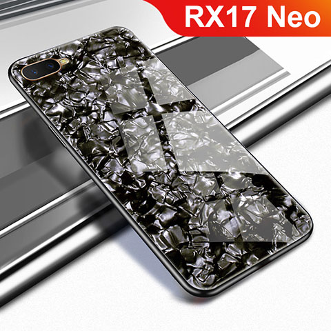 Coque Rebord Contour Silicone et Vitre Miroir Housse Etui pour Oppo RX17 Neo Noir