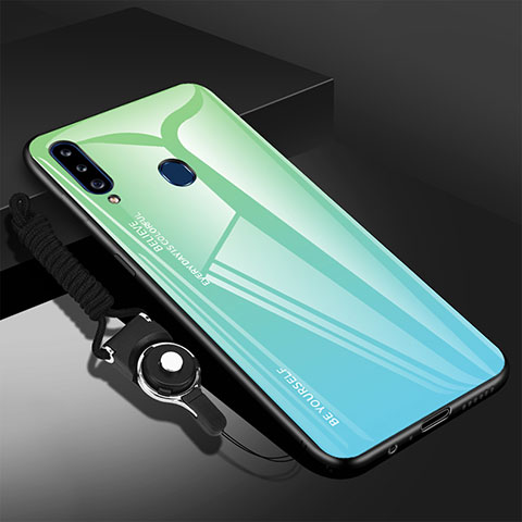 Coque Rebord Contour Silicone et Vitre Miroir Housse Etui pour Samsung Galaxy A20s Pastel Vert