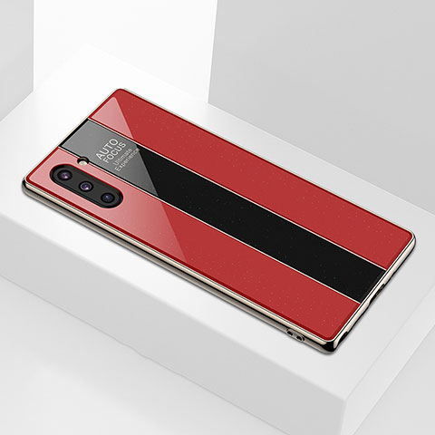 Coque Rebord Contour Silicone et Vitre Miroir Housse Etui pour Samsung Galaxy Note 10 5G Rouge