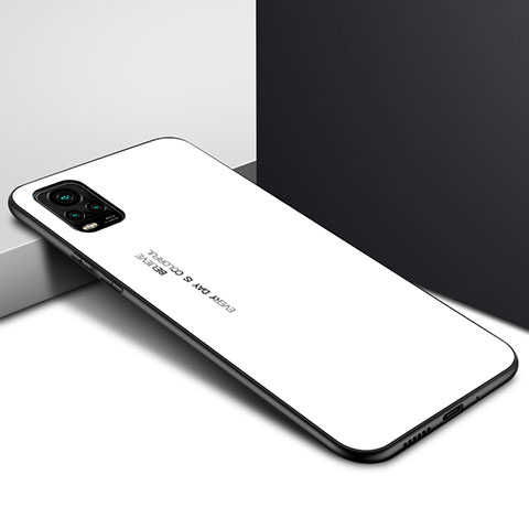 Coque Rebord Contour Silicone et Vitre Miroir Housse Etui pour Vivo V20 Pro 5G Blanc