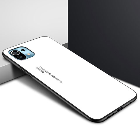 Coque Rebord Contour Silicone et Vitre Miroir Housse Etui pour Xiaomi Mi 11 Lite 5G Blanc