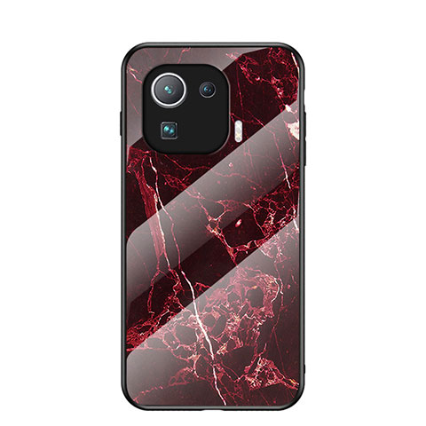 Coque Rebord Contour Silicone et Vitre Miroir Housse Etui pour Xiaomi Mi 11 Pro 5G Rouge