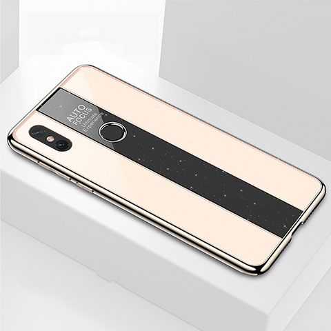 Coque Rebord Contour Silicone et Vitre Miroir Housse Etui pour Xiaomi Mi Max 3 Or