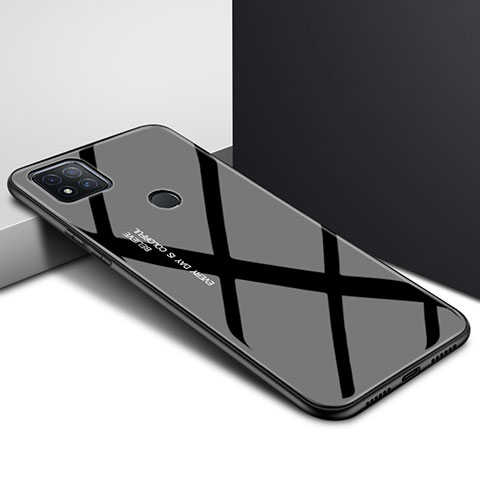 Coque Rebord Contour Silicone et Vitre Miroir Housse Etui pour Xiaomi Redmi 9 India Noir
