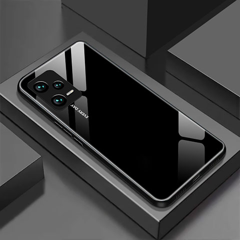 Coque Rebord Contour Silicone et Vitre Miroir Housse Etui pour Xiaomi Redmi Note 12 Explorer Noir