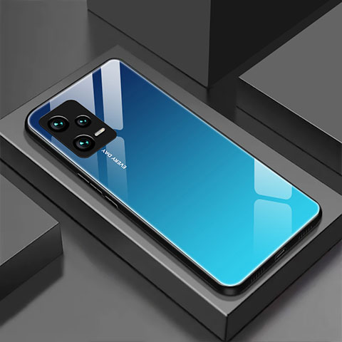 Coque Rebord Contour Silicone et Vitre Miroir Housse Etui pour Xiaomi Redmi Note 12 Pro+ Plus 5G Bleu