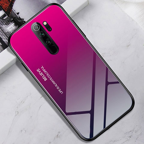 Coque Rebord Contour Silicone et Vitre Miroir Housse Etui pour Xiaomi Redmi Note 8 Pro Violet