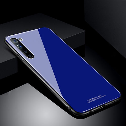 Coque Rebord Contour Silicone et Vitre Miroir Housse Etui T01 pour Oppo Find X2 Lite Bleu