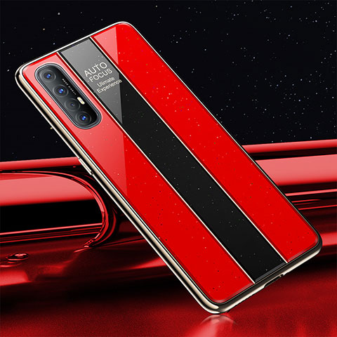 Coque Rebord Contour Silicone et Vitre Miroir Housse Etui T01 pour Oppo Find X2 Neo Rouge