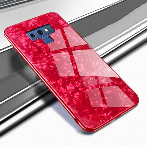 Coque Rebord Contour Silicone et Vitre Miroir Housse Etui T01 pour Samsung Galaxy Note 9 Rouge