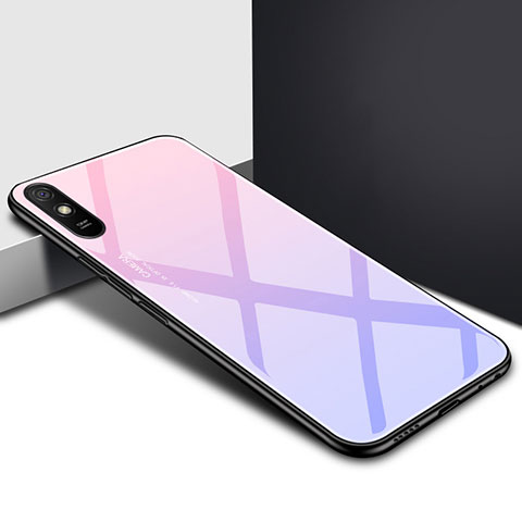 Coque Rebord Contour Silicone et Vitre Miroir Housse Etui T01 pour Xiaomi Redmi 9AT Violet Clair