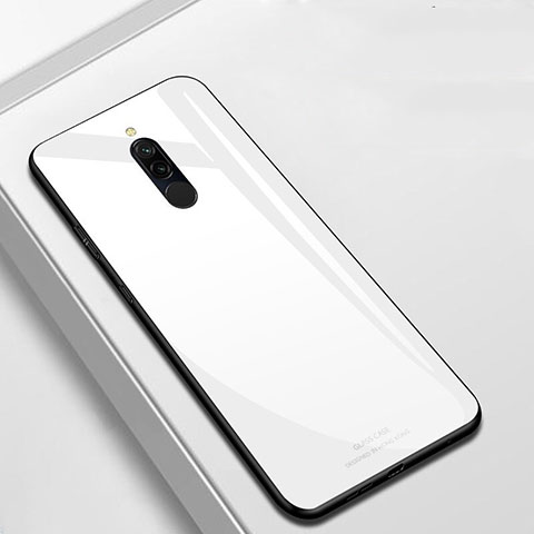 Coque Rebord Contour Silicone et Vitre Miroir Housse Etui T01 pour Xiaomi Redmi Note 8 Blanc