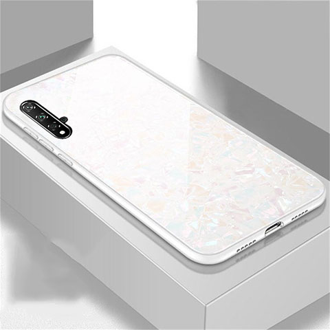 Coque Rebord Contour Silicone et Vitre Miroir Housse Etui T02 pour Huawei Honor 20S Blanc