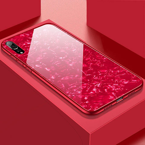 Coque Rebord Contour Silicone et Vitre Miroir Housse Etui T02 pour Huawei P20 Pro Rouge