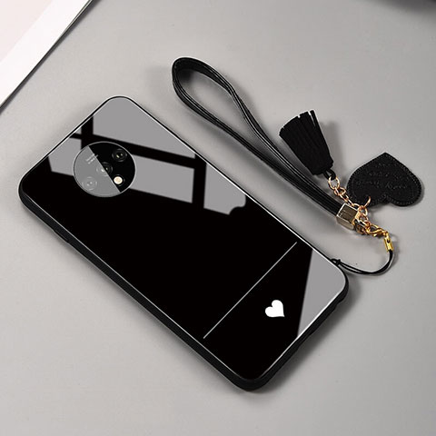 Coque Rebord Contour Silicone et Vitre Miroir Housse Etui T02 pour OnePlus 7T Noir