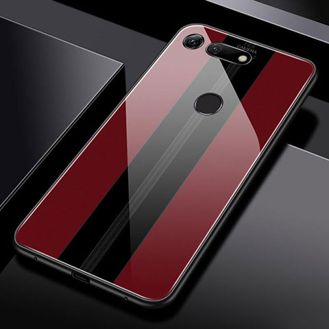 Coque Rebord Contour Silicone et Vitre Miroir Housse Etui T03 pour Huawei Honor V20 Rouge